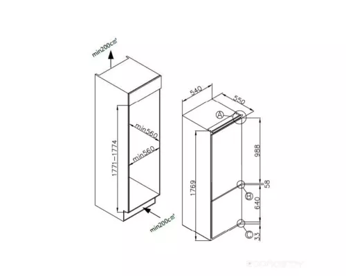 Холодильник-морозильник встраиваемый MAUNFELD MBF177SWGR Inverter