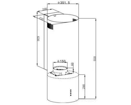 Кухонная вытяжка HOMSair ART 1050WL 35 ЧЕРНЫЙ