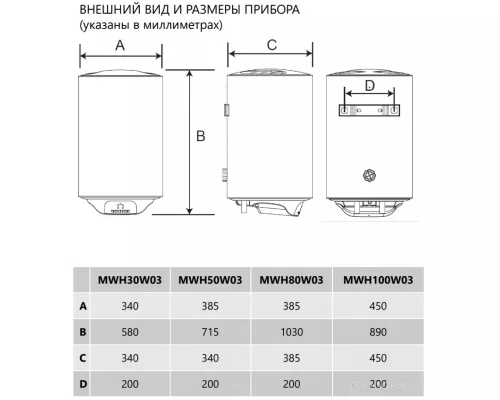 Накопительный электрический водонагреватель MAUNFELD MWH80W03