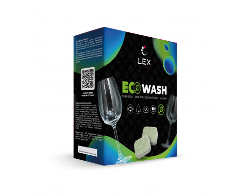 Таблетки для посудомоечных машин, бесфосфатные, 3 слоя (60 шт.) LEX ECOWASH