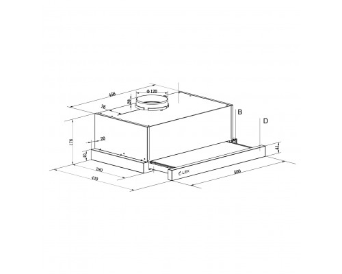 Вытяжка кухонная встраиваемая LEX HOGAN 500 INOX